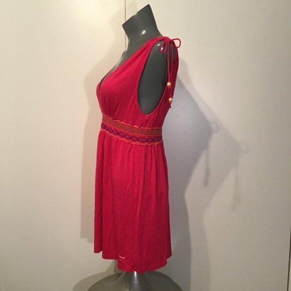 Pink by Victoria's Secret Deep V Tie Shoulder Sundress Size L - Picture 7 of 12